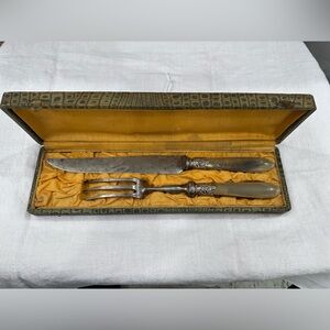 Carving Set In Box Horn And Silver French